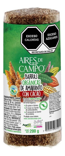 Barras De Amaranto Aires De Campo Orgánicas Con Cacao 200 G