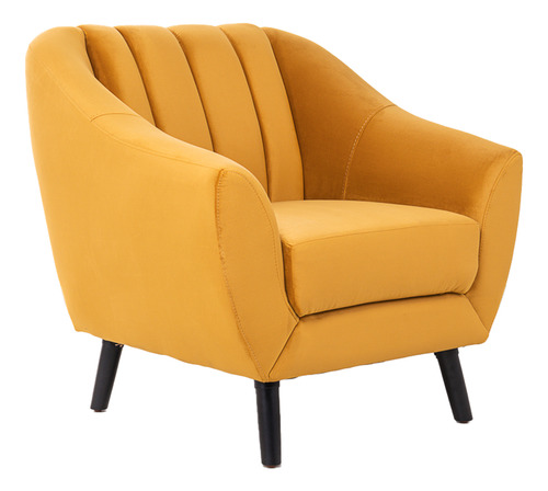 Sillón Individual Ocasional Vintage Moderno Minimalista Color Mostaza Diseño De La Tela Terciopelo