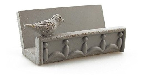 Desk Business Card Holder Stand Bird Design (grey)