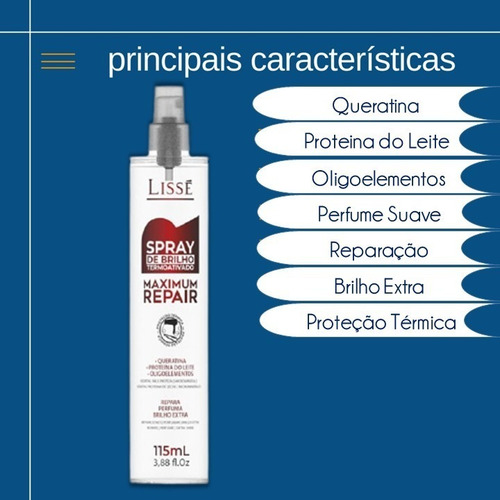 Imagem 7 de 9 de Spray Pro Intensiv Repair 250ml + Spray Brilho 115ml Lissé