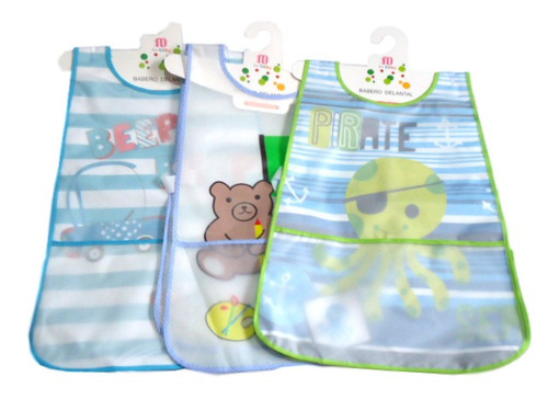 Set De 3 Baberos Delantal De Plastico Para Niño