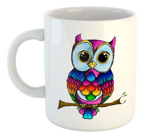 Taza De Ceramica Owl Buho Lechuza Colors Diseño Dibujo