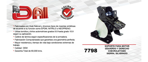 Soporte Para Motor Izq. Y Der. ( 2500) Oem: 25814756 Dai