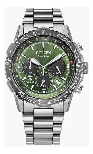 Citizen Promaster Air Navihawk Green Ca4664-60w Correa Plata Bisel Plata Fondo Verde