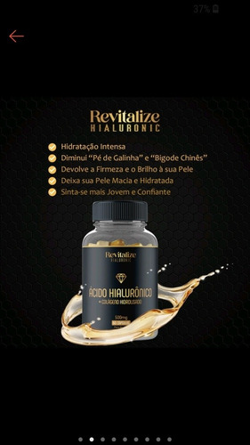 Imagem 2 de 5 de Revitalize Hialuronic Caps - Ácido Hialurônico Americano + C