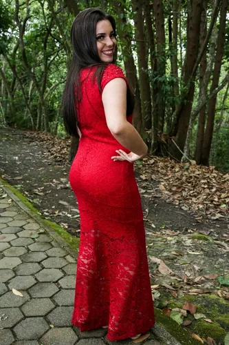 Vestido vermelho store longo renda