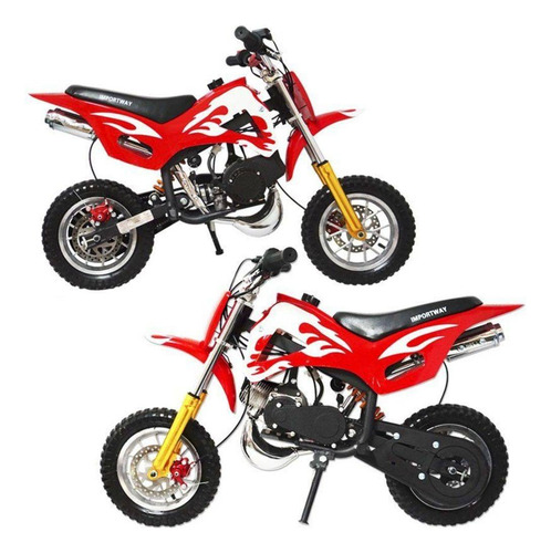 Mini Moto Cross Vermelha Infantil Gasolina 2t 49cc Trilha