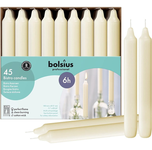 Bolsius, Velas Color Marfil Estrechas Para Fiestas, Bodas