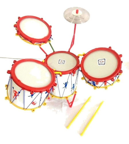 Bateria Musical Infantil Mini Tambor Baqueta Prato Bebetabum
