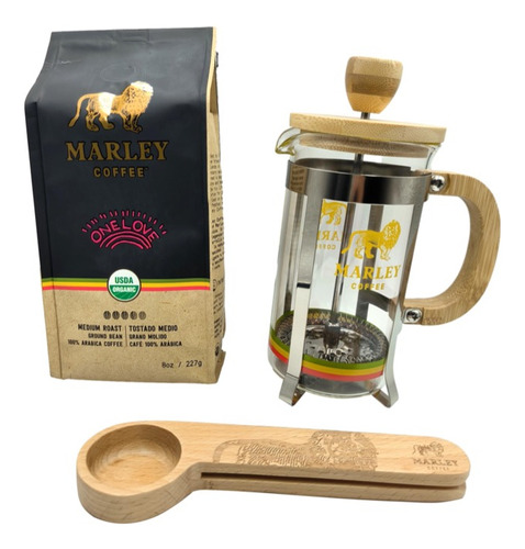 Cafetera Francesa+ Café En Grano + Spoon Clip Marley Coffee 