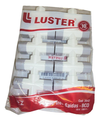 Pino 3 Saidas 2 Polos Luster Branco 2042 - Kit C/10