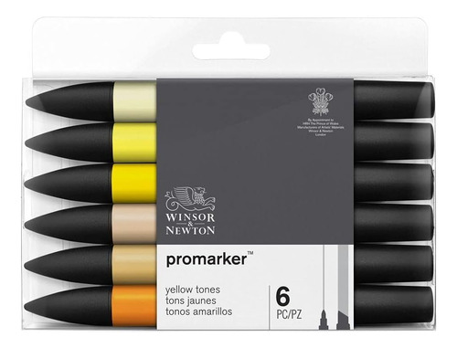 Winsor & Newton Promarker Set, 6 Unidades, Tonos Amarillos