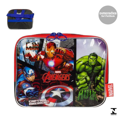 Lancheira Escolar Avengers Vingadores Pt/vm La38483ag Luxcel