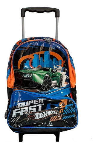 Mochila Con Carro 16  Hot Wheels Super Fast Wabro 76111