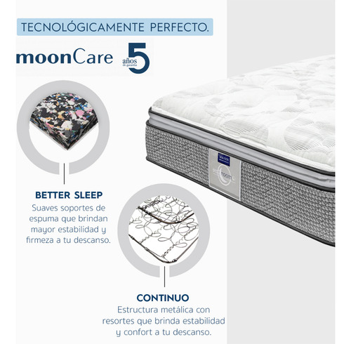 Colchón Matrimonial Restonic Ortopédico + 2 Almohadas Luxe Gris