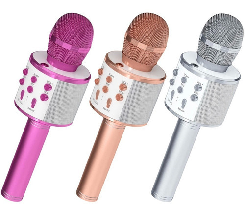 Microfone Sem Fio Youtuber Bluetooth Karaoke Reporter Cores Cor Rose gold