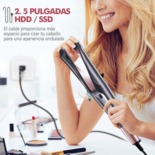 Plancha Para Cabello 2 En 1 Alisadora Y Rizadora