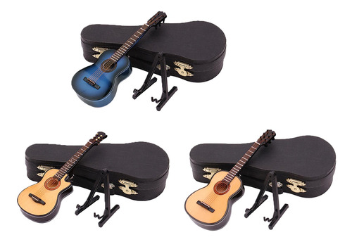 Modelo De Guitarra De 3 Uds Con Soporte Y Estuche, Regalos
