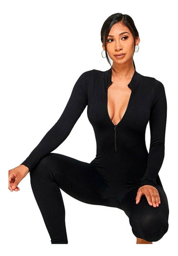 Imagen 6 de 6 de Catsuit Mono Lycra Elastizado Manga Larga Con Cierre