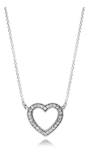 Plata De Ley Pavé Corazón Y Alas De Ángel Collar Con Zirconia Cúbico S925
