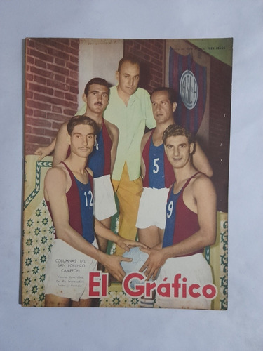 El Grafico 1954.basquet San Lorenzo,lamina Dellacha Racing