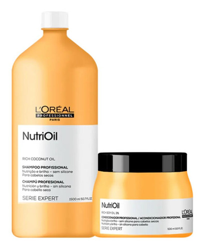 Kit Loreal Nutrioil Shampoo 1.5l + Mascara 500gr