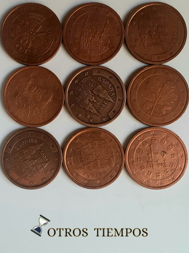 Lote De 9 Monedas De 2 Centavos De Euro