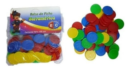 Edu-043 Ficha Matemática Colores Plástico 100 Piezas Eduplas