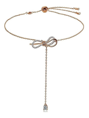 Exclusivo!! Collar Swan Lazo Ajustable Oro Rosa 18kt