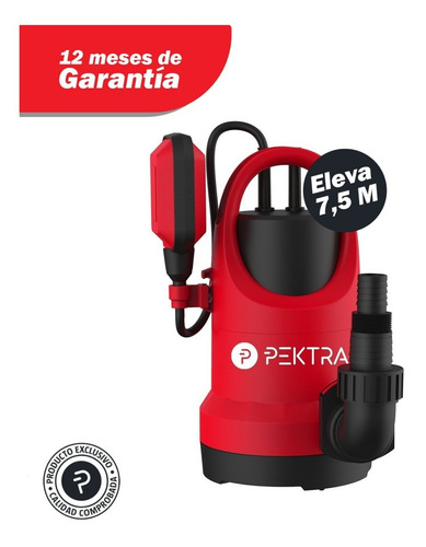 Imagen 2 de 6 de Bomba Agua Limpia Pektra 550 W Sumergible 220 V Eleva 7,5 M