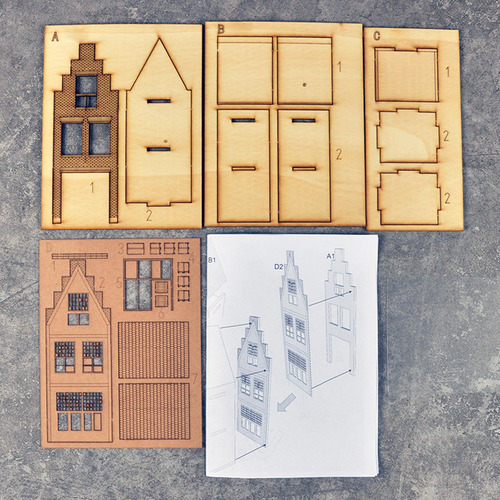 1/87 Conjunto De Modelo De Construção Casa Arquitetura