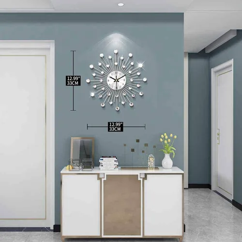 Reloj De Pared Moderno En Tono Plateado Para Sala De Estar,