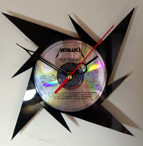 Reloj De Pared Disco Vinil Metallica Retrovinilvzla Rock