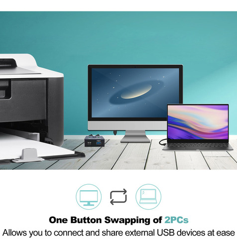 Novo Seletor De Chave Usb 3.0 2 Computadores Compartilhando