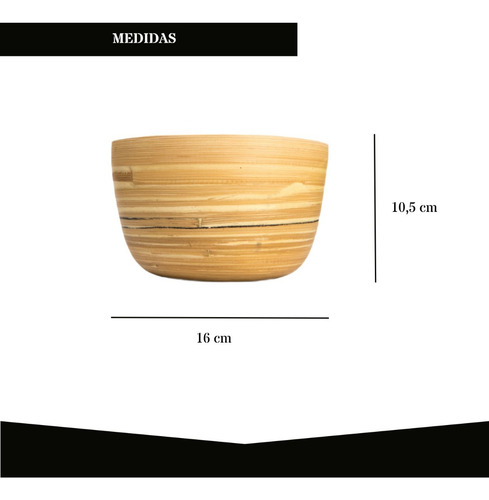 Bowl - Recipiente Chico De Bambú - Diámetro 16 Cm