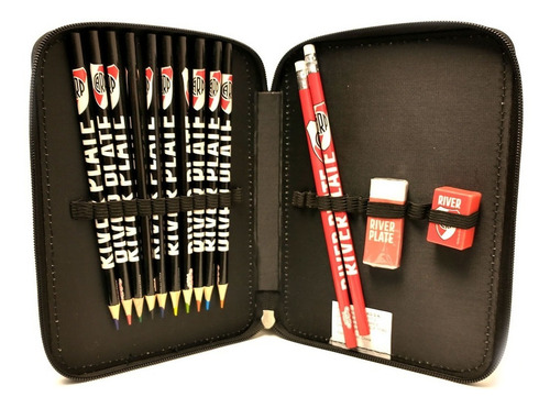 Cartuchera River Plate 1 Piso Con Set Escolar Cresko