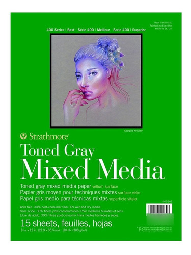 Bloco Desenho Strathmore Toned Gray Mixed Media 22,9x30,5cm