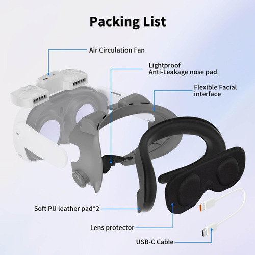Facial Cover Para Meta Quest 3 Accesoris Con Ventilador