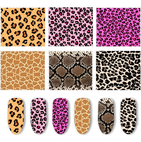 Stickers Nails Tatto Uñas Animal Print 12 Planillas Mixtas