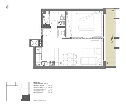 Imagen 2 de 7 de Venta Apartamento 1 Dormitorio Lanzamiento Barrio Sur
