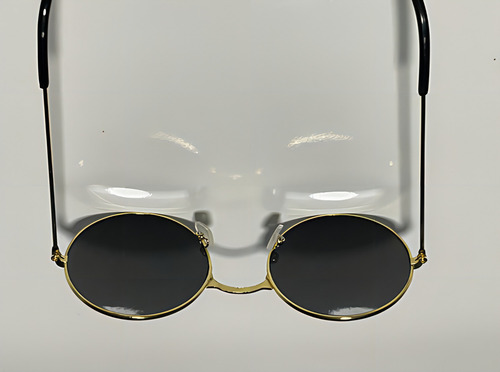 Gafas Woodstock Beats Jimmy Hendrix Rock Look con montura redonda, color varilla dorada, lente dorada, color azul espejo