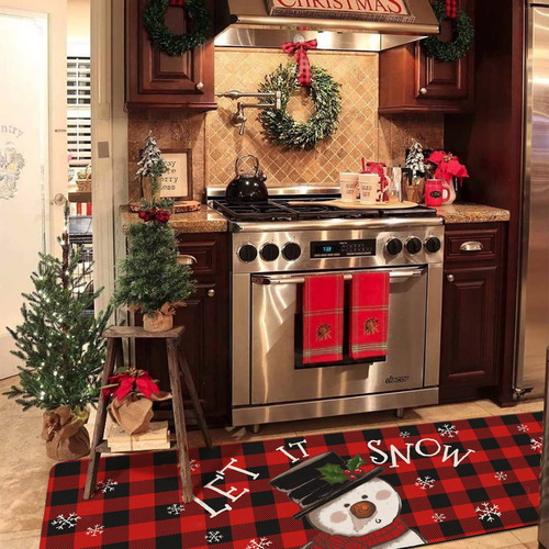 Juego De 2 Alfombras Y Tapetes Navideños De Cocina Con Forma