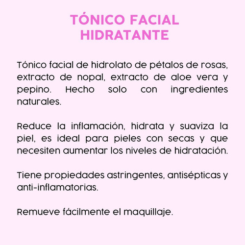 Tónico Facial Hidratante De Rosas Con Nopal + Aloe Vera 60ml Tipo De Piel Mixta