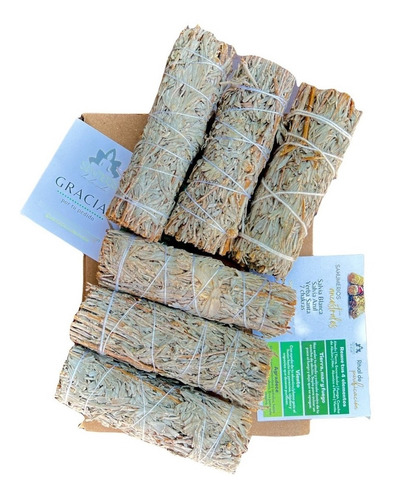 Kit De Sahumerios Ritual De Atados Y Salvia Blanca Natural Fragancia Salvia Azul