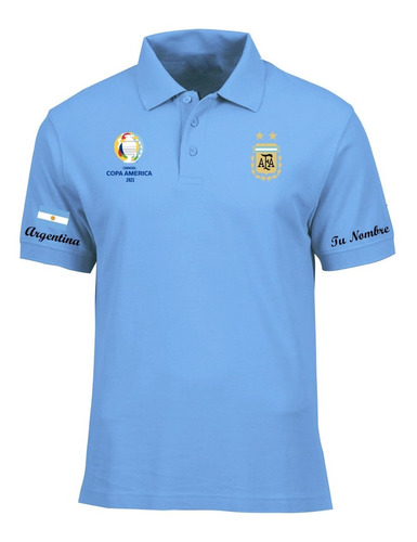 Camiseta Tipo Polo Argentina Personalizada Cop América 2021 