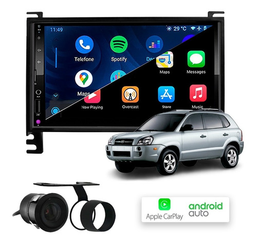 Multimídia Mp10 Carplay E Android Auto Tucson Até 2013
