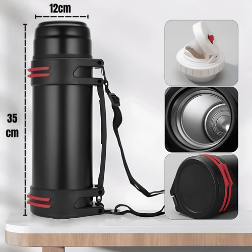 Garrafa Térmica Inox 2000ml 2l Com Alça Espacial E Camping