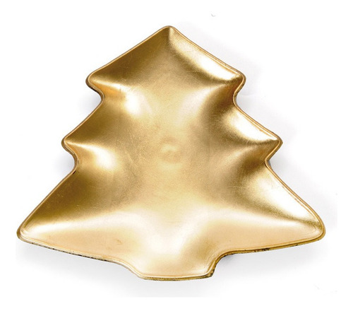 Sousplat Mesa De Natal Prato Pinheiro Ouro 19x21cm Dourado
