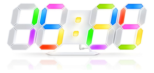 Reloj De Pared Digital Led 3d, Reloj Rgb, Luminoso, Alarma D