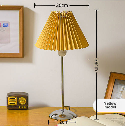 Lámpara De Mesa Plisada Led Nórdica, Estilo Amarillo, Luz Bl